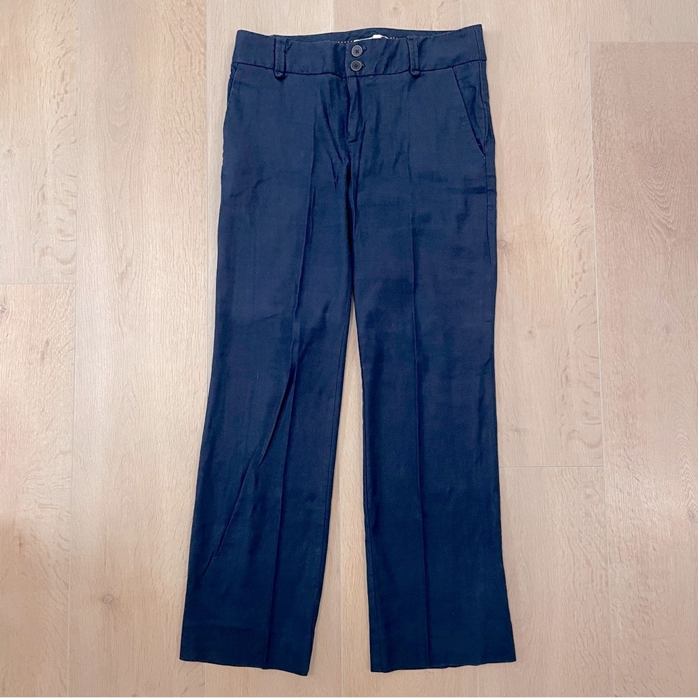 ANTHROPOLOGIE ELEVENSES Navy Blue Linen Wide Leg Trouser - Picture 7 of 12
